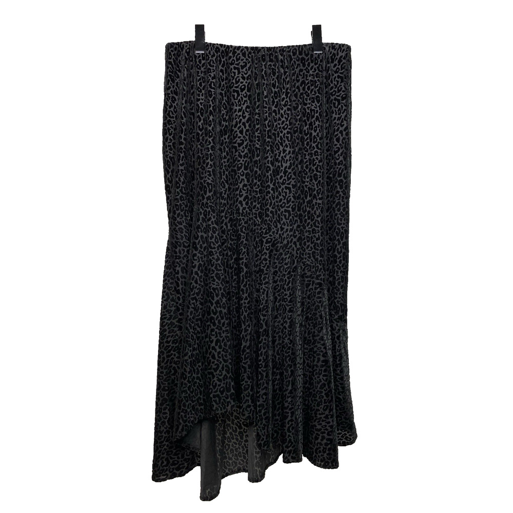 Chico's Janet Animal Print Velvet Burnout High Low Skirt Women's 2 US Large NWT